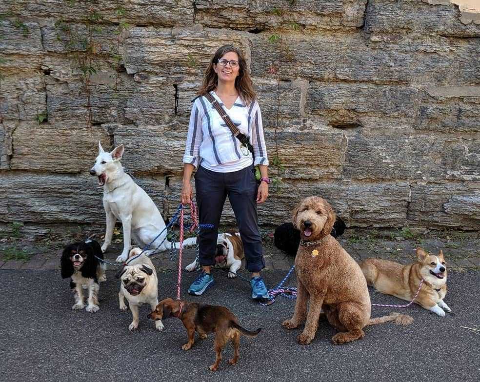 Erin posing with the pack